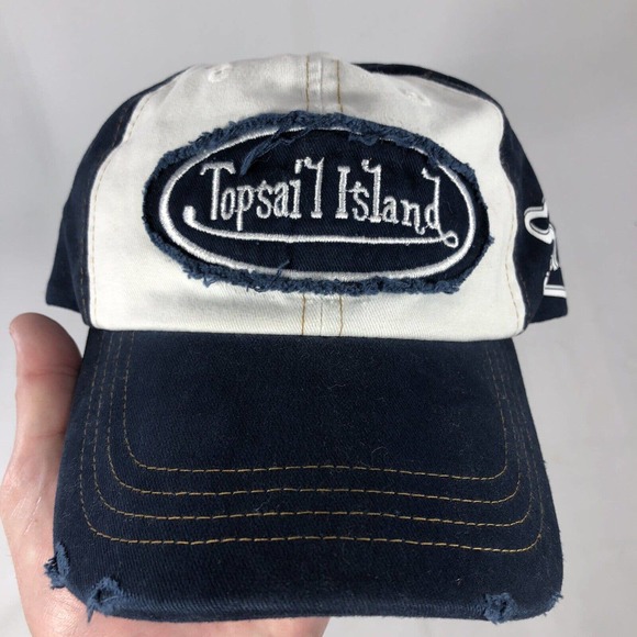 TOPSAIL ISLAND HAT CAP SUN & BEACH ADJUSTABLE DISTRESSED ONE SIZE FITS MOST OSFM - Picture 14 of 14